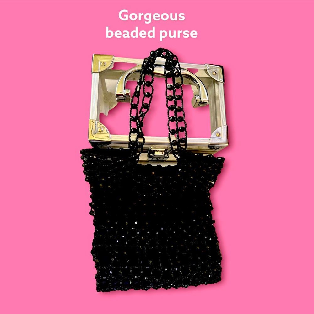 Gorgeous beaded satin evening bag made exclusively for Giorgio Beverly Hills.